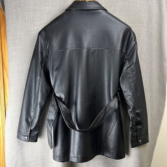 NWT Rebecca Minkoff below Hips Faux Leather Jacket with belt - Picture 6 of 8